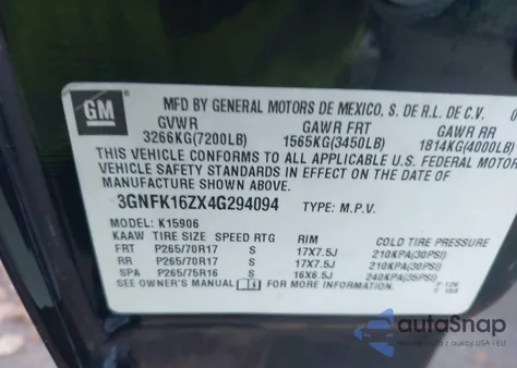 2004 Chevrolet Suburban 1500 Z71 from USA, damaged, VIN 3GNFK16ZX4G294094